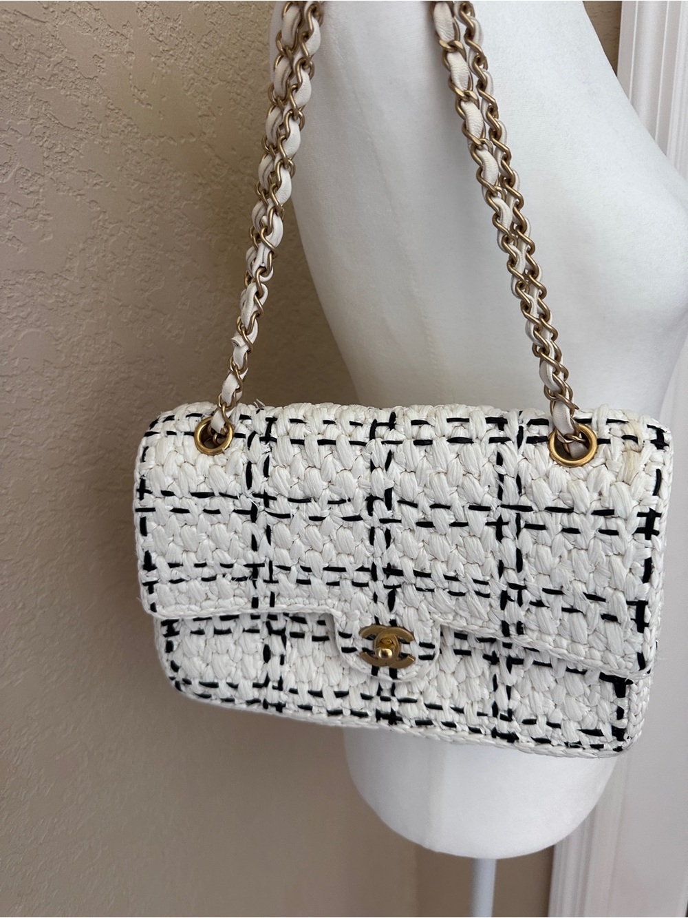 Limited Edition Chanel Classic Medium Raffia Flap Bag
